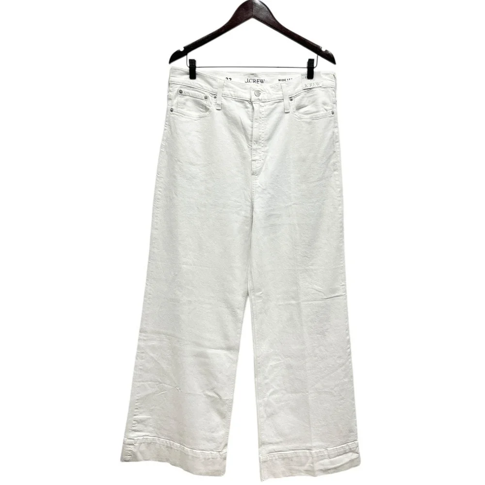 J.Crew Wide-leg denim trouser in white BM338 size 32 NWT